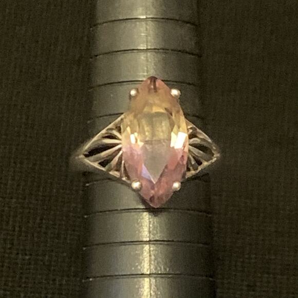 Sterling Silver and Ametrine (Citrine-Amethyst) Ring Size 9.75 Vintage - Picture 8 of 10